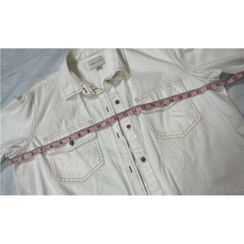 American Eagle Woman’s M Shacket Oversized Off White Denim button down Shirt‎ - Image 8