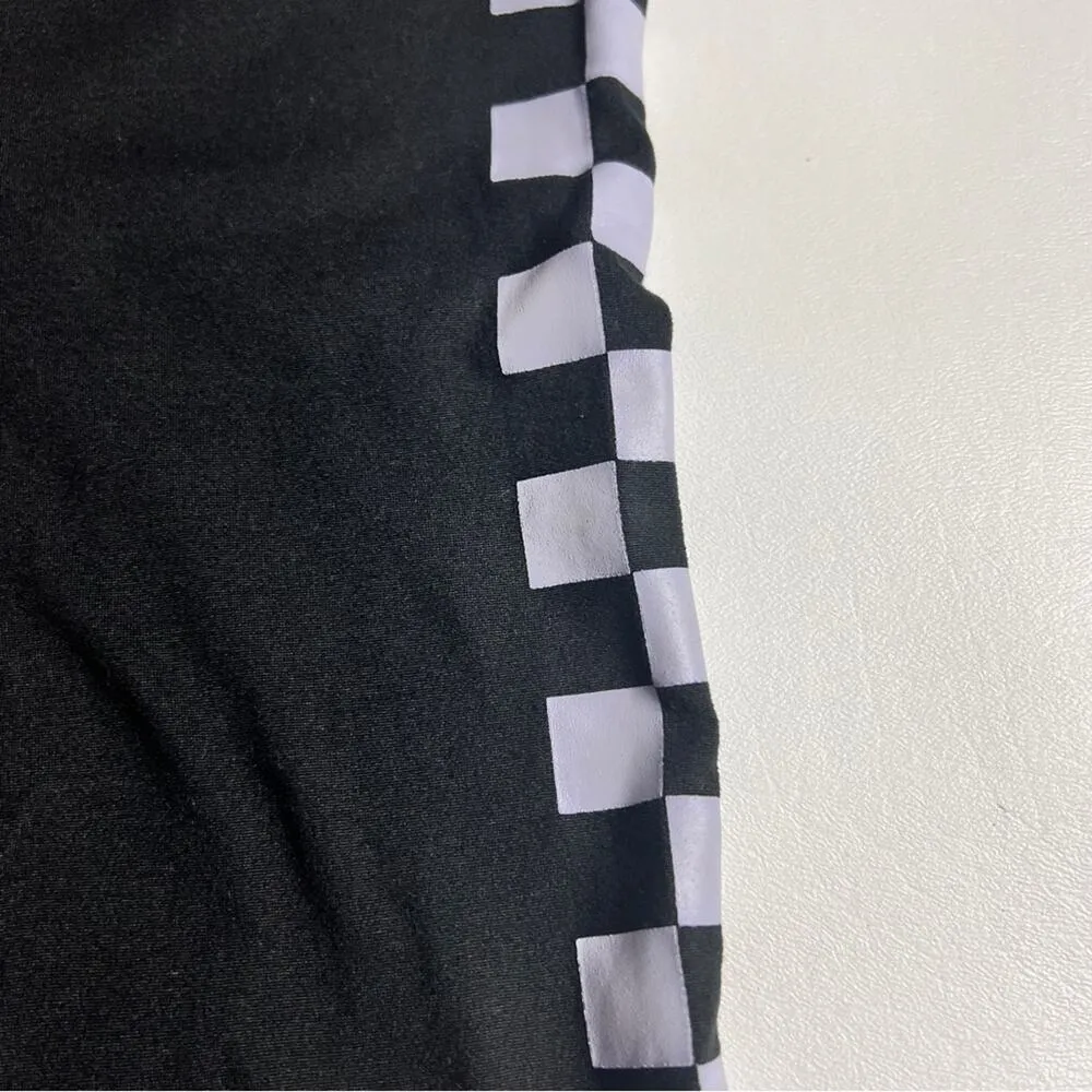 Rue 21 Women's Sporty Athletic Biker Shorts With Checkered Side Detail Sz M Black Size M - Image 3