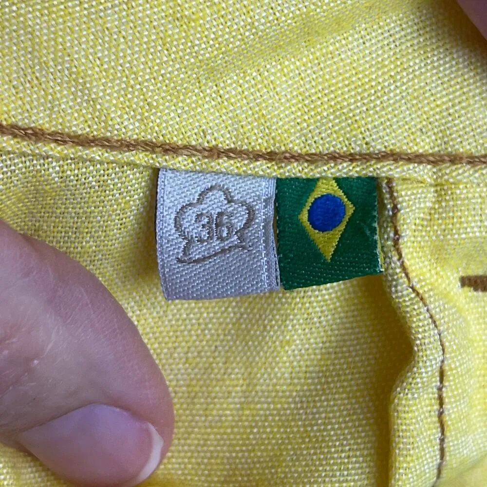 Farm Rio Women's Bright Yellow Cut Off Shorts Size 36 (28" Waist) - Image 6