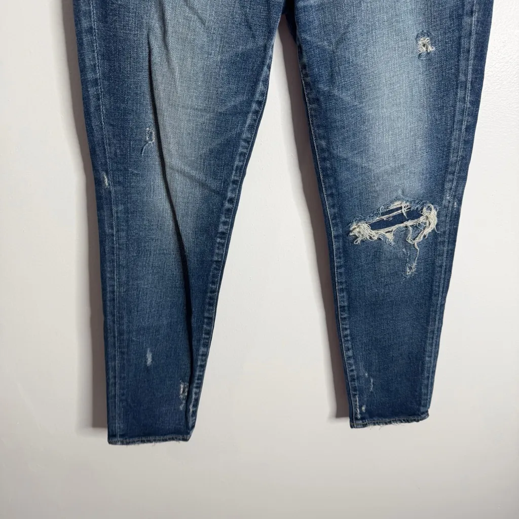 Moussy Vintage Lenwood Ankle Distressed‎ Blue Skinny Jeans Size 27 Designer - Image 8