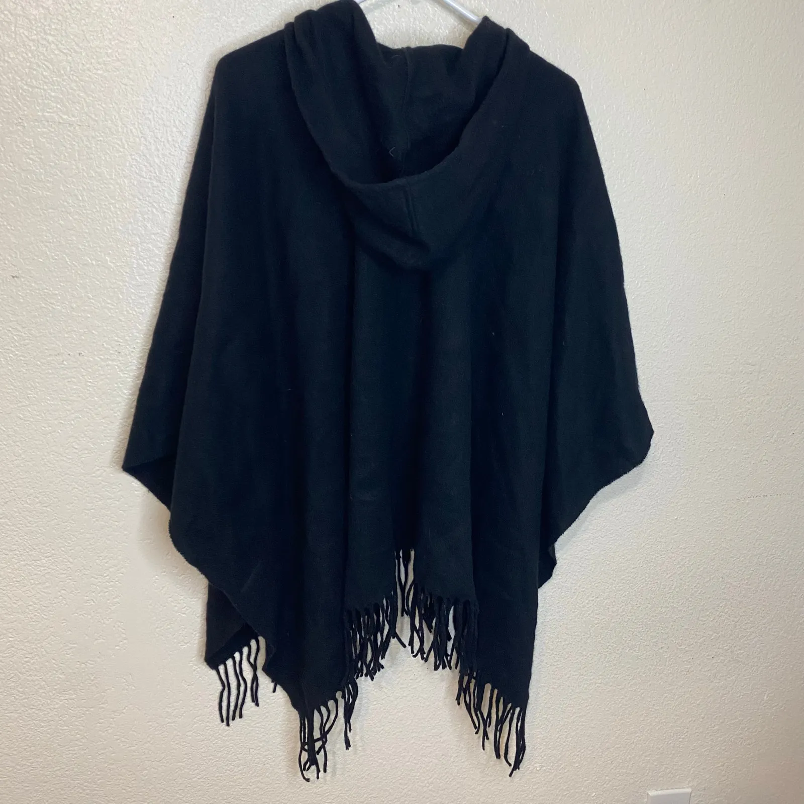 Vintage Juicy Couture Black 100% Wool Poncho W/ Fringe One Size - Image 7