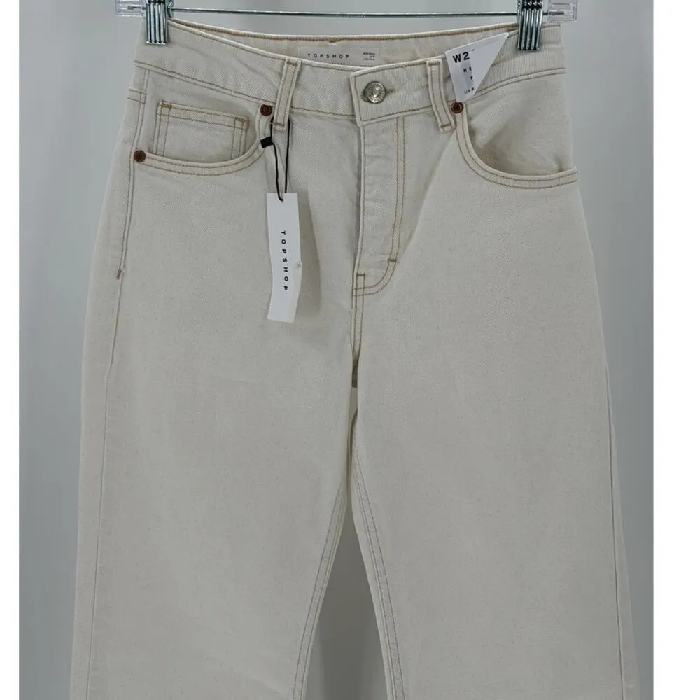 Topshop mid rise relaxed fit flare off white street ware 90s vibe retro size 26 - Image 5