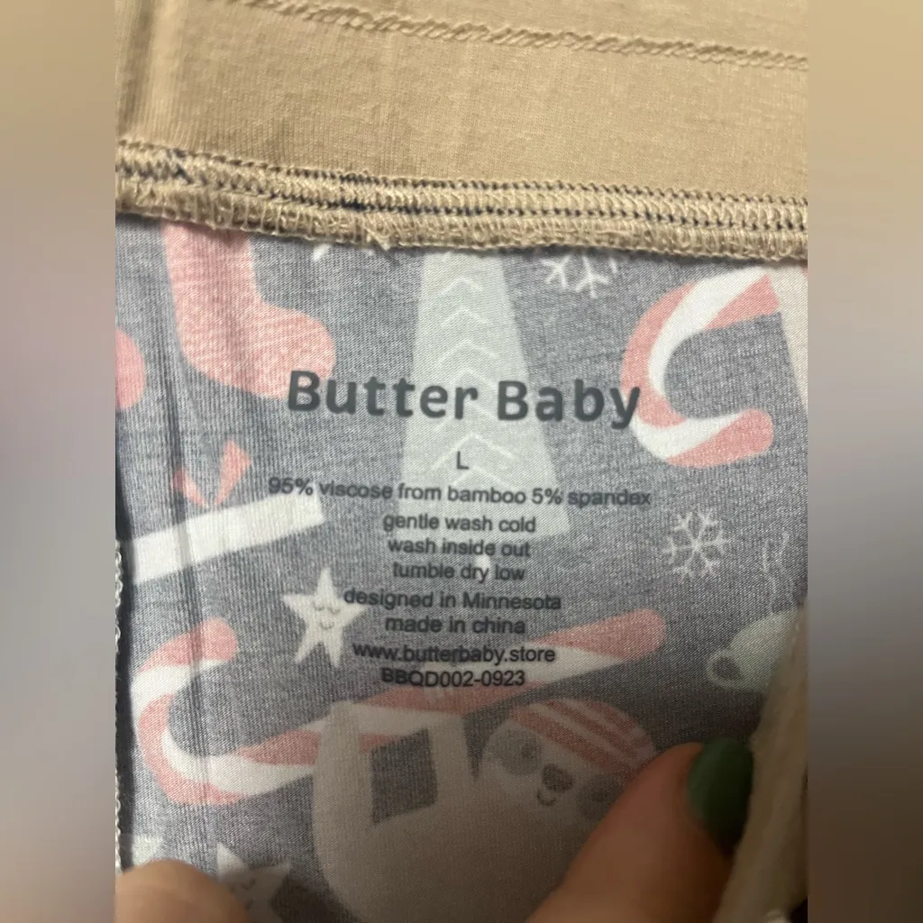 Womens Bamboo Christmas Joggers Size Large Red - Image 3