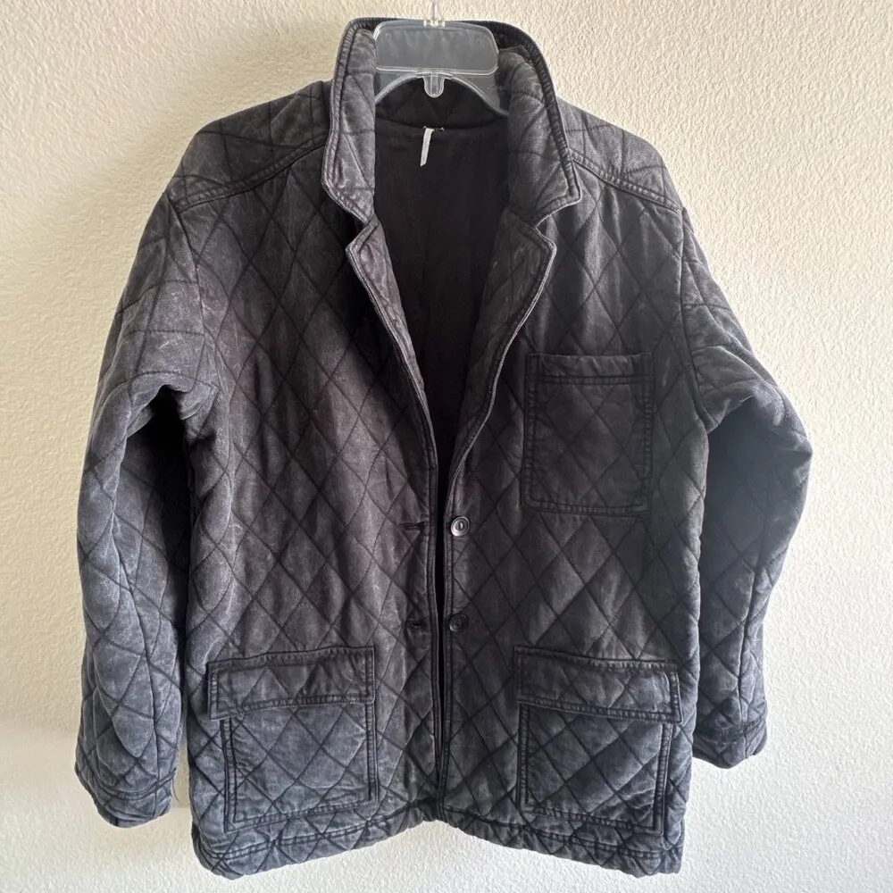 Anthropologie YFB Walker Mineral wash-black Quilted Shacket jacket - Image 6