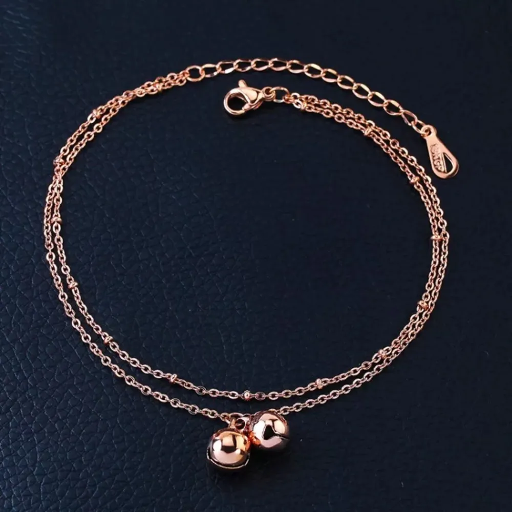 Rose Gold Double Bells Bracelet Anklet - Image 3