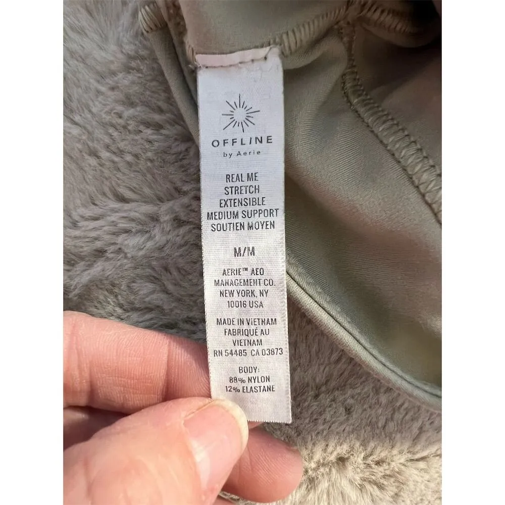 Aerie Women's Medium Support Sports Bra M Cream Racerback - Image 4