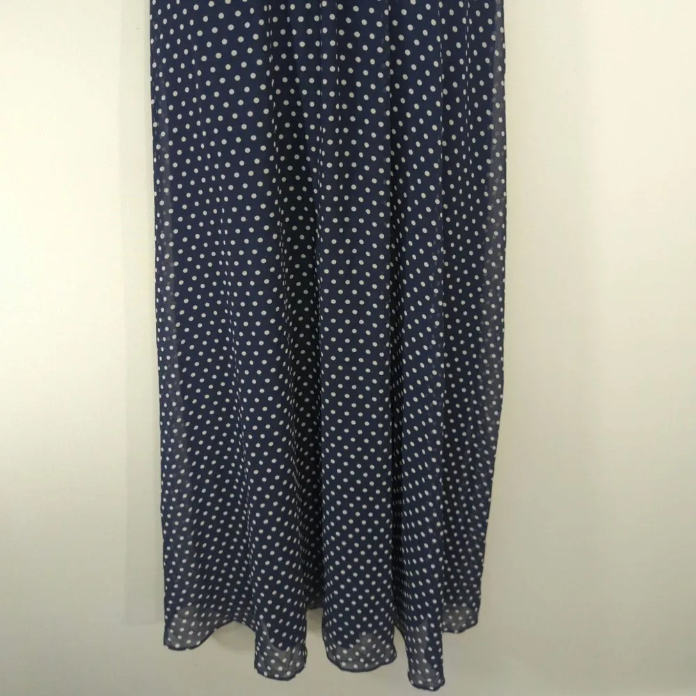 Calvin‎ Klein Women's Belted Polka Dot Peasant Dress Blue Size 2 - Image 5