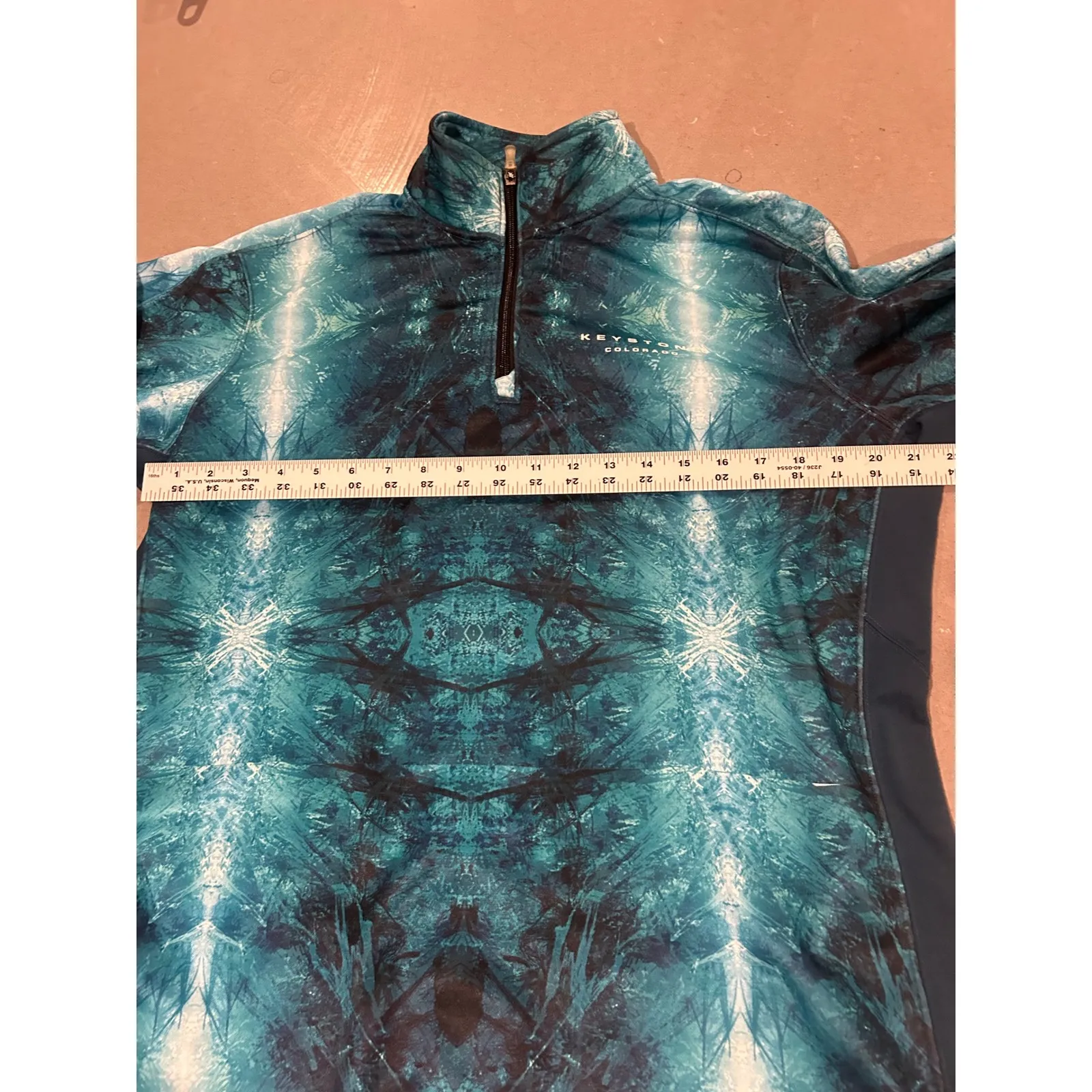 Keystone Colorado Womens Athletic 1/4 Zip Long Sleeve Shirt XL Teal Abstract Blue - Image 3