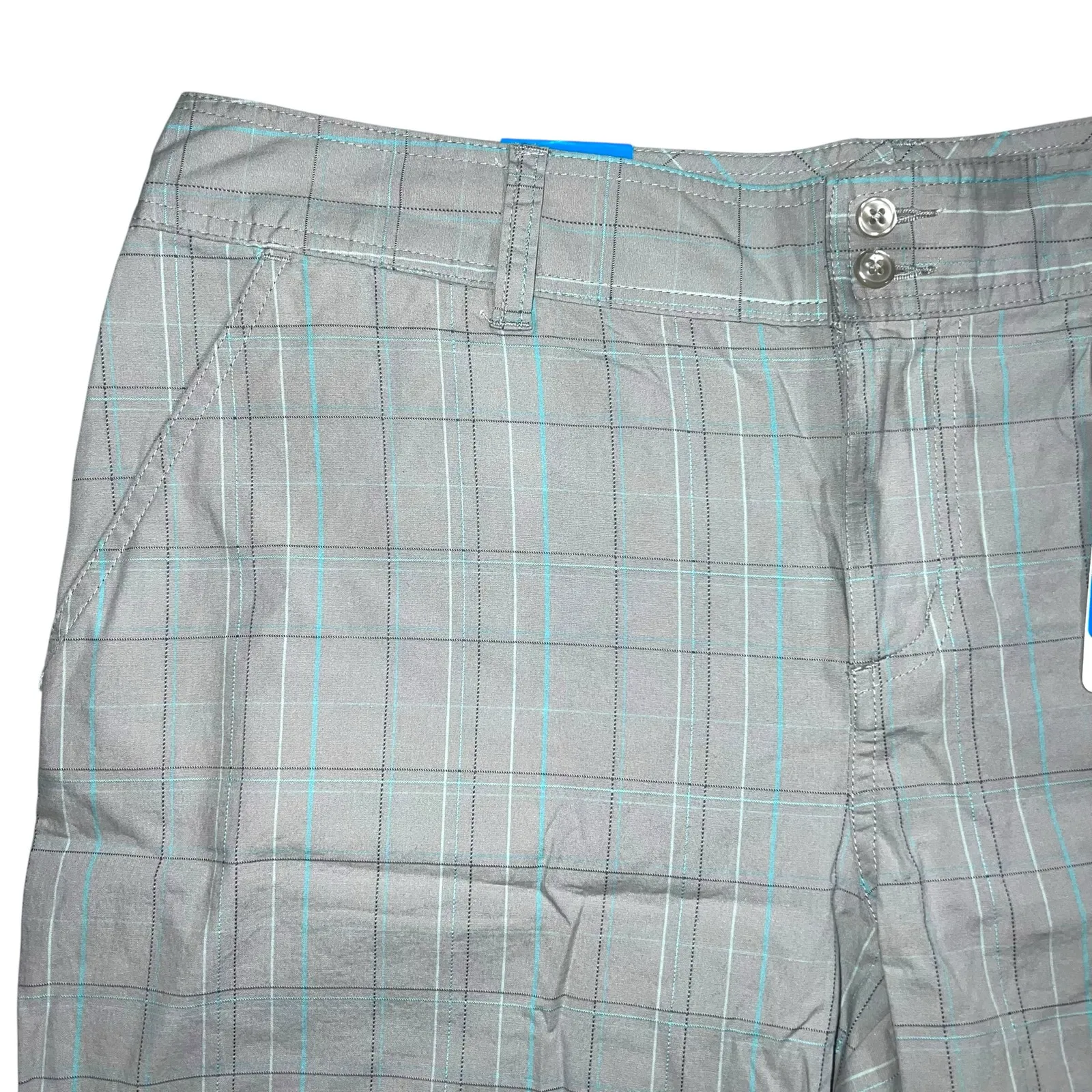 Columbia Womens Blackberry Ridge Bermuda Shorts Plaid Gray Blue Size 14 - Image 2