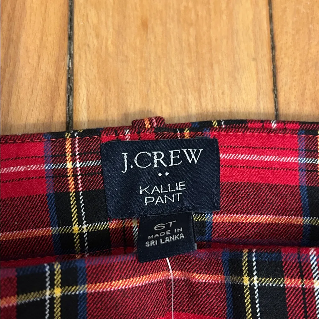 J. Crew Red Plaid Kallie Dress Pant Size 6 - Image 4