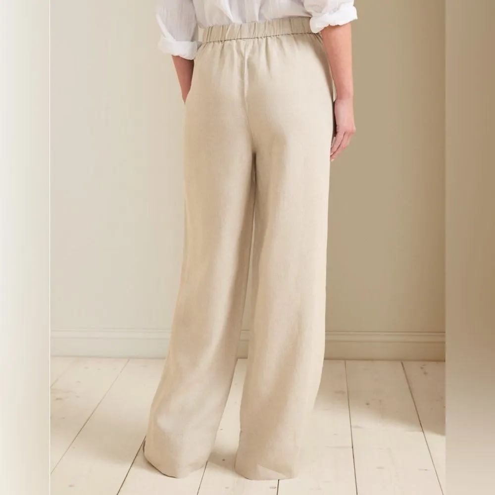 NEW Eileen Fisher 100% Organic Linen Wide Leg Pants in White Full Length 1X - Image 5