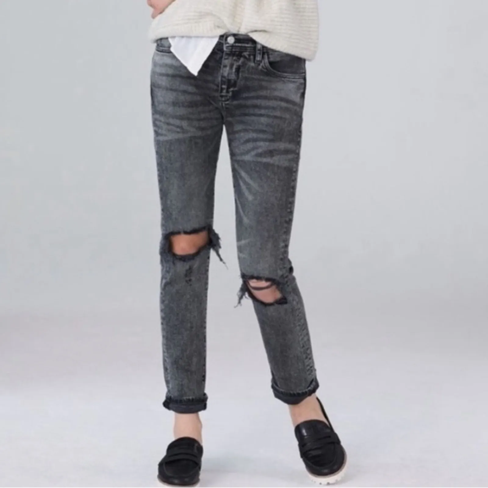Anthropologie Pilcro‎ Distressed Slim Boyfriend Jean Black 28 - Image 2