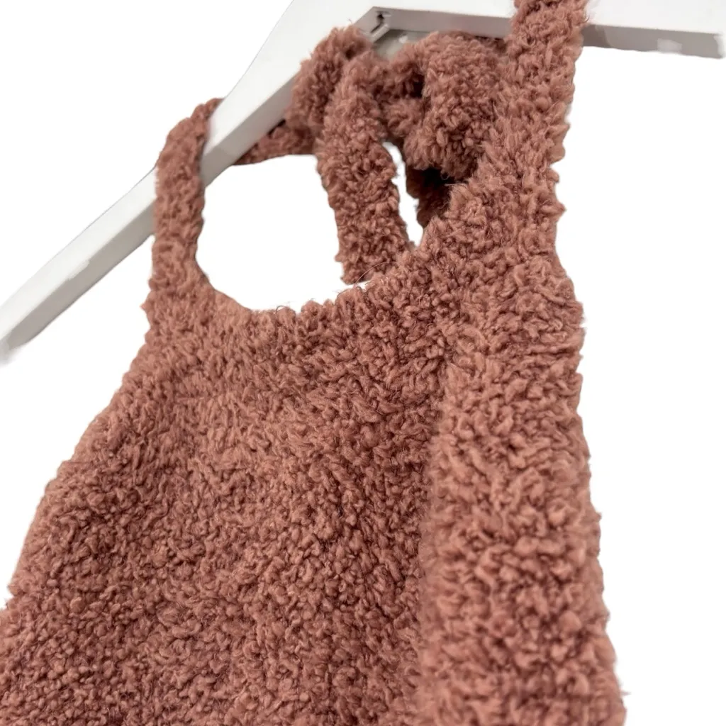 Skims Sherpa Teddy Cozy Knit Halter Tan Women’s Size L/XL NWT - Image 4