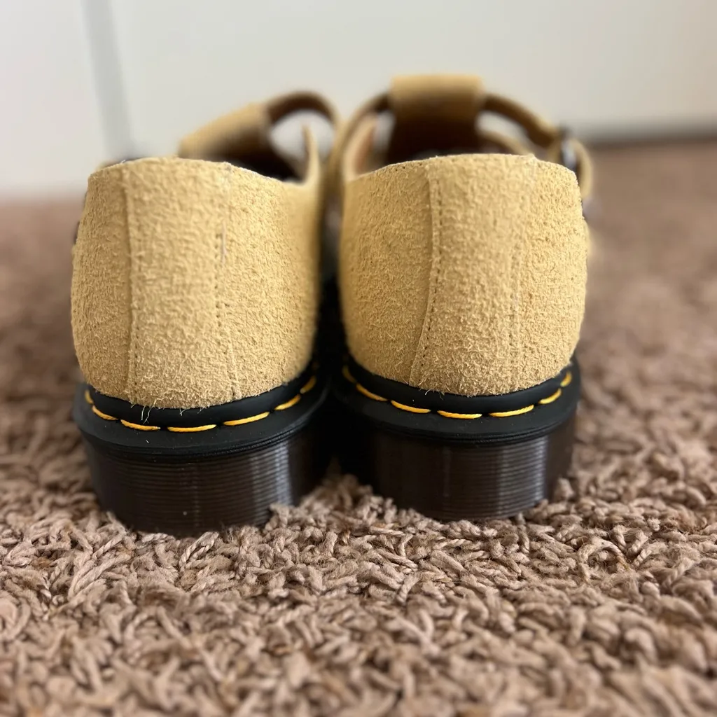 NEW Dr Martens T-Bar Hazy Yellow Long Napped Suede Mary Jane Shoes WMS 10 Men’s9 - Image 5