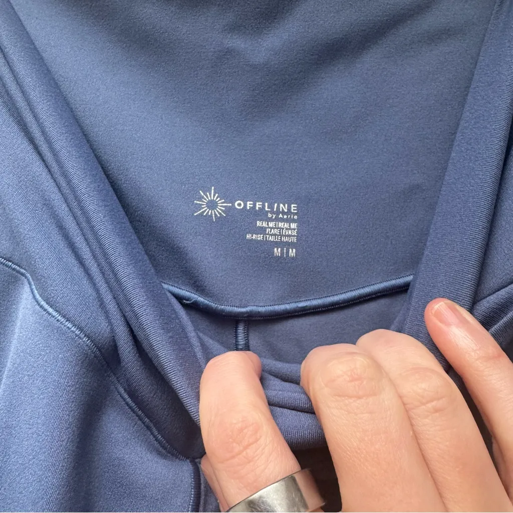 Aerie High Waisted Crossover Flare Legging in Blue, size Medium - Image 6