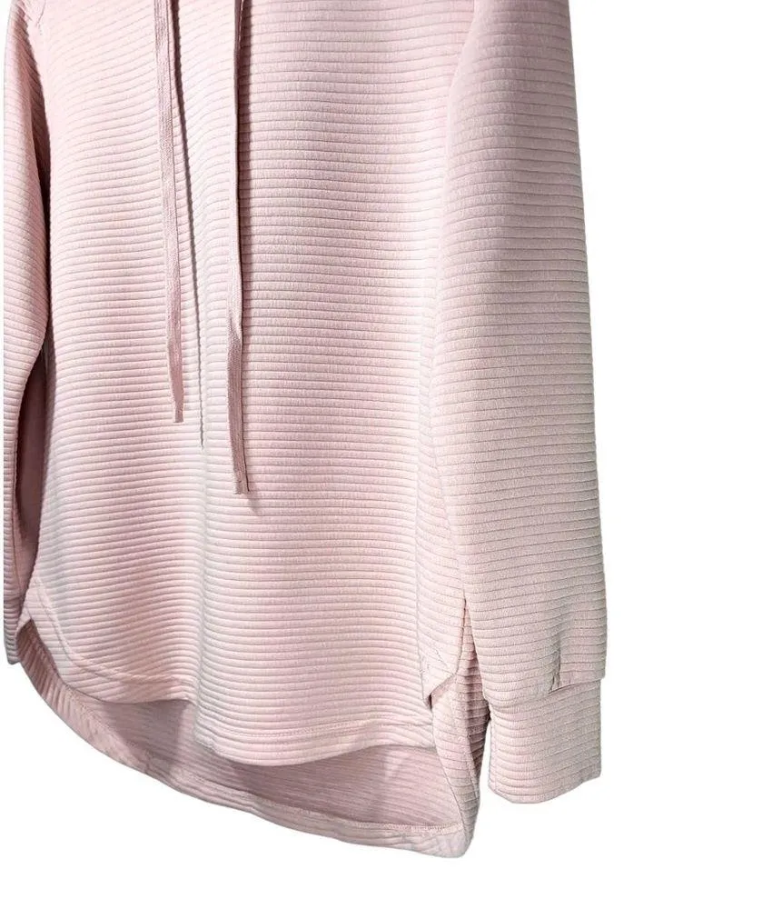 Jane and Delancey x Anthropologie Pullover Ribbed High Low Hoodie in Blush Pink - Image 3
