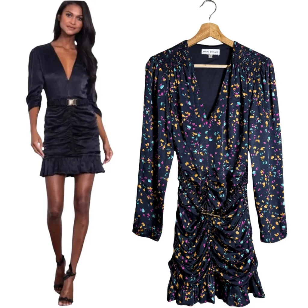 Karina Grimaldi Renatta Speckled Mini Dress Women's Small Blue Formal Wedding - Image 2