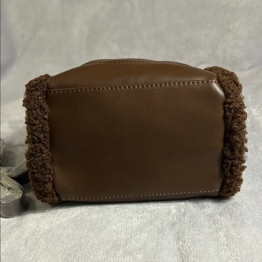 ASPEN Brown Quilted Mini Bag with Sherpa Accents - Image 6