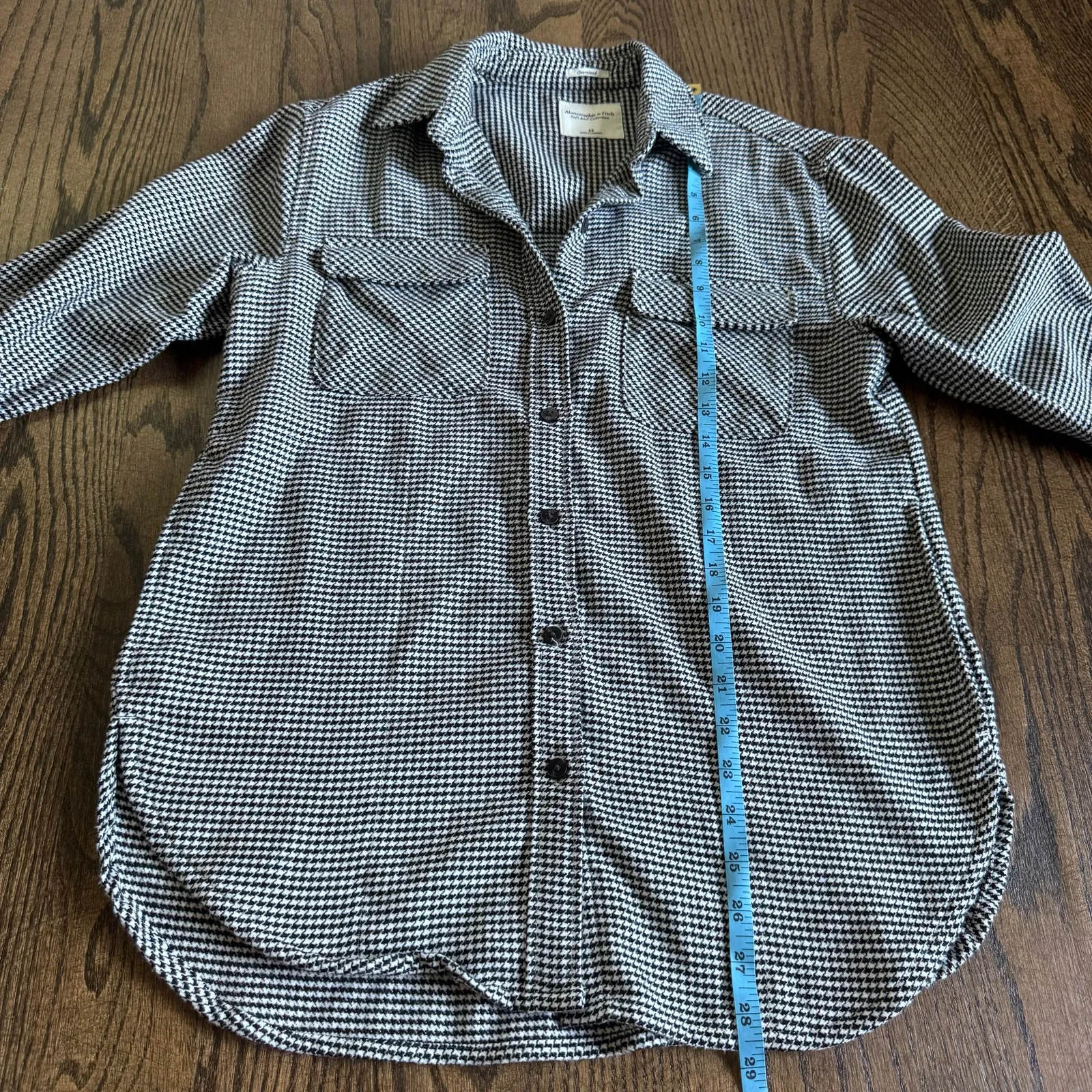 Abercrombie & Fitch Womens Oversize Soft A&F Collection Houndstooth Flannel XS - Image 10