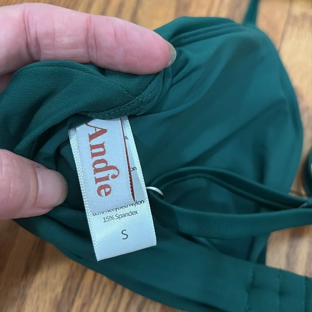 Andie Bikini Set Santorini Top 90s High Waisted Bottom Cascade Green size S NWOT - Image 6
