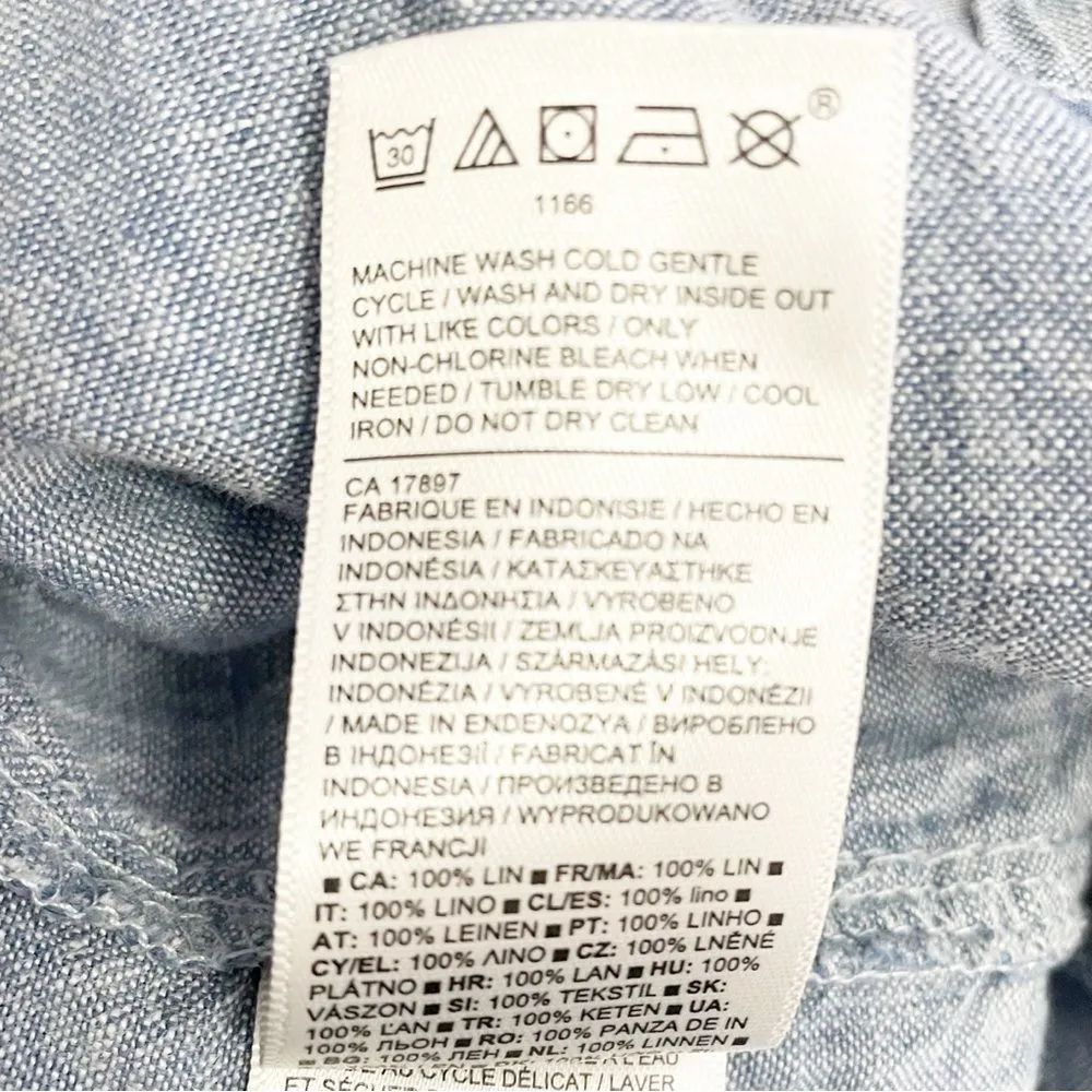 Athleta Cabo Linen Pull On Utility Shorts Women’s Size 16 Chambray Blue Summer - Image 5