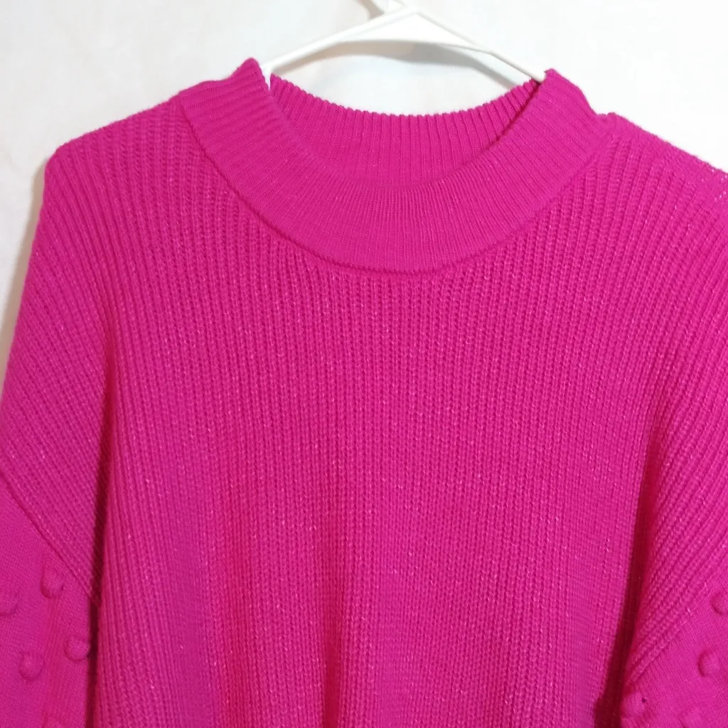 Vince Camuto Women's Bobble Stitch Sleeve Pullover Sweater Aurora Pink Size XL - Image 3