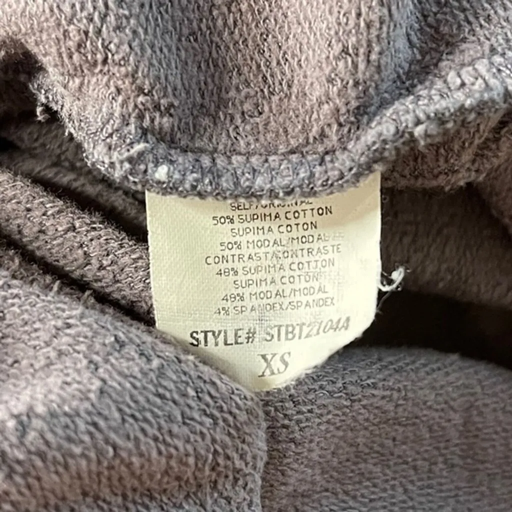 Splendid Sweatshirt Women XSmall Cowl Neck Gray Long Sleeve Pocket Supima Cotton - Image 7