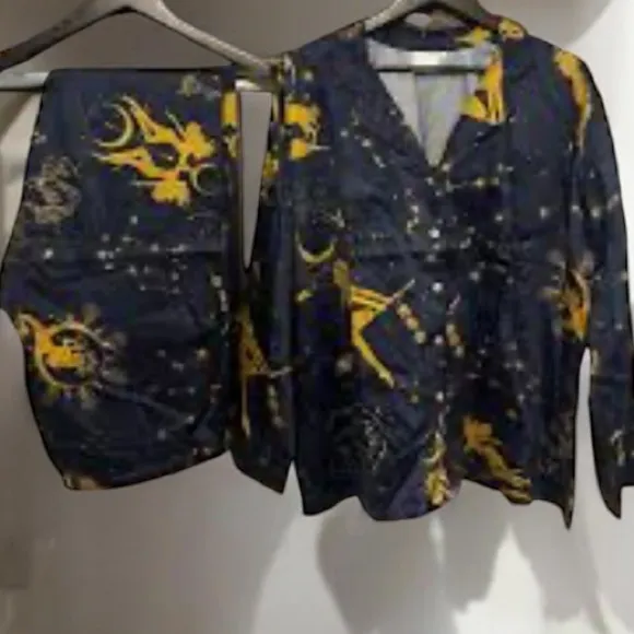 Sin in Linen Heavenly Bodies Pajama Set Size S Blue - Image 4