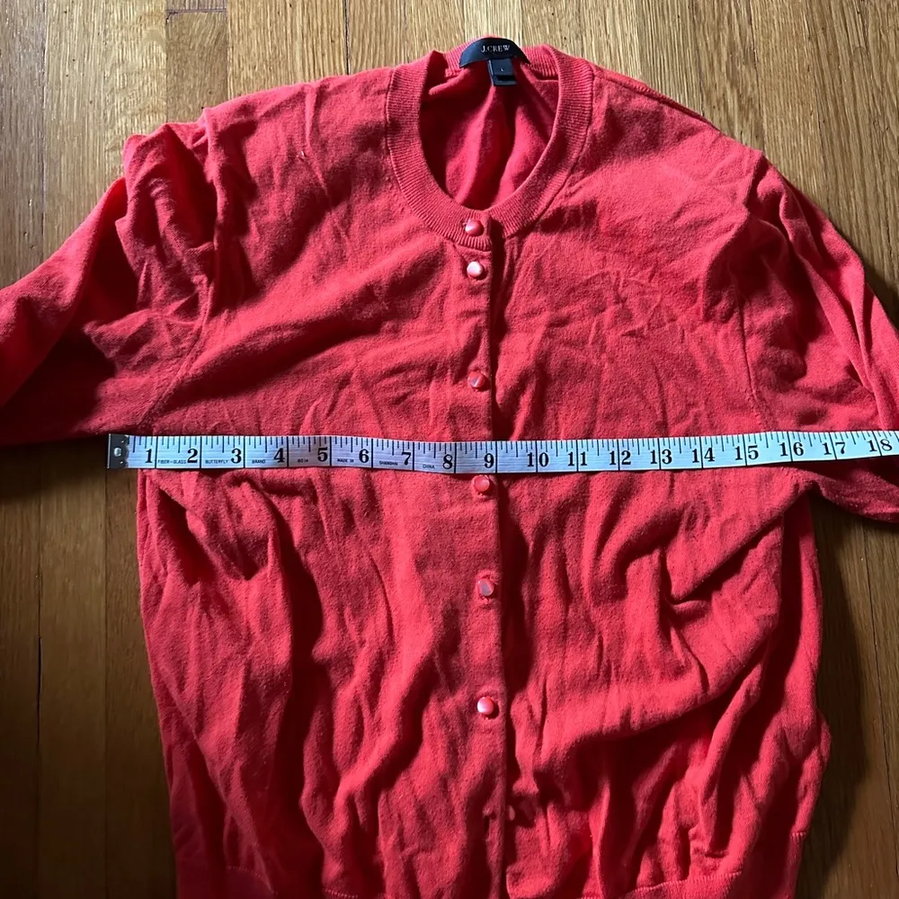 J. Crew Cotton/Nylon Cardigan with 3/4 Sleeves in Flame Orange, Size L - Image 2