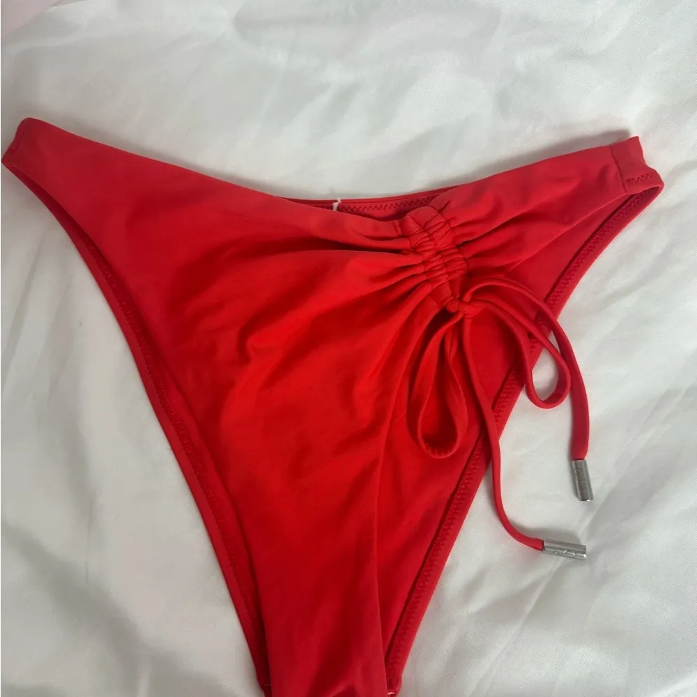 Red Carter Bikini Bottom with Drawstring tie side Small NWOT - Image 2