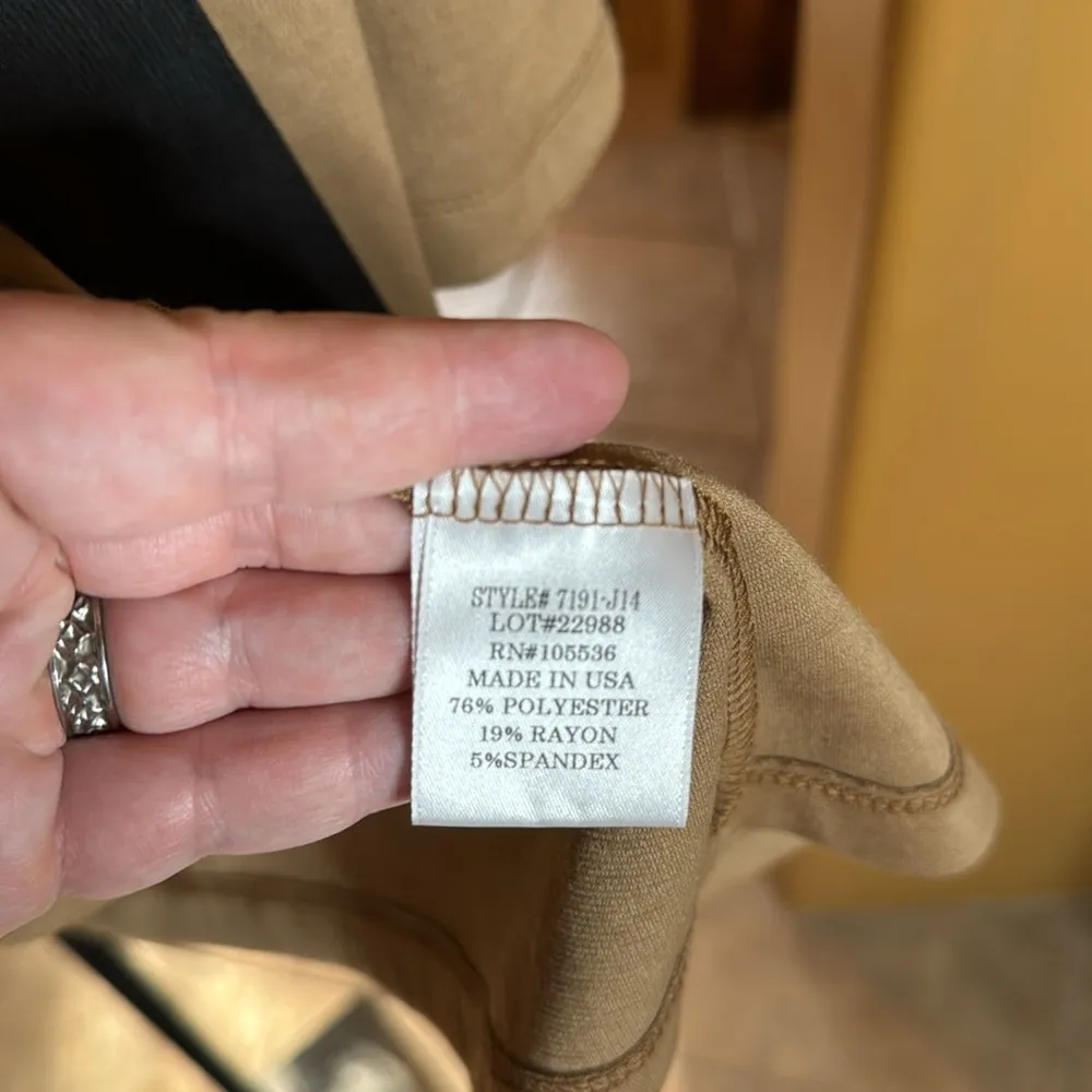 Slinky Brand Stretch Open Front Cardigan Tan Black Size 2X - Image 3