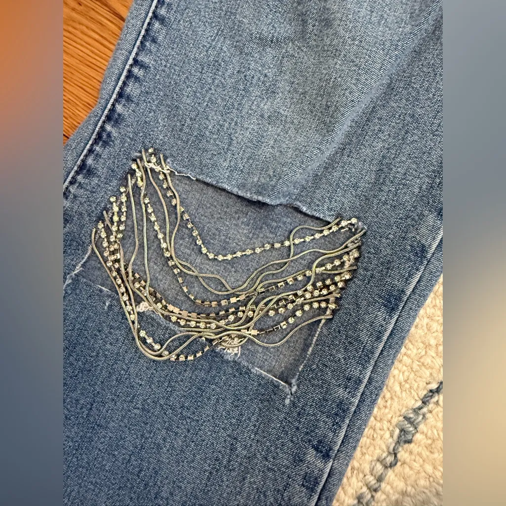 LRL Lauren Jeans Co. Ralph Lauren Classic Straight Embellished Bejeweled Jeans - Image 4