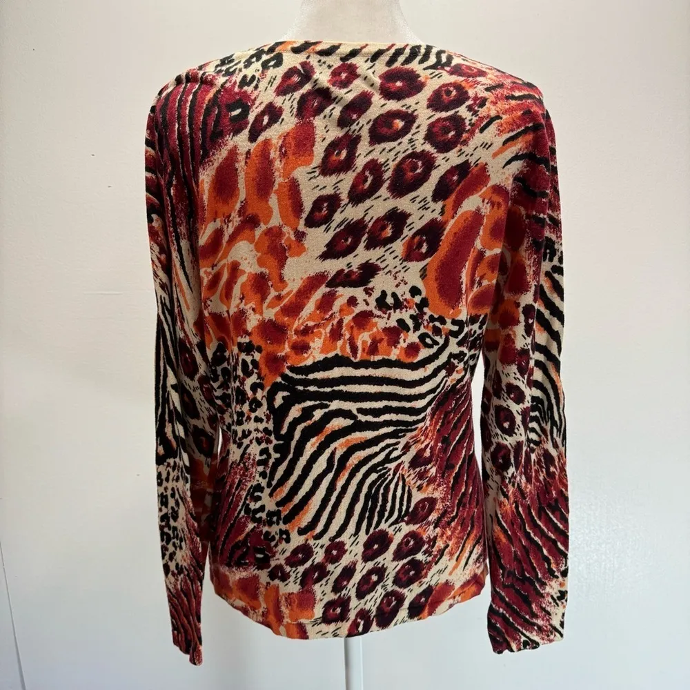 LouLou Mixed Animal Leopard Print 100% Cotton Long Sleeve Mobwife Sweater Large - Image 7