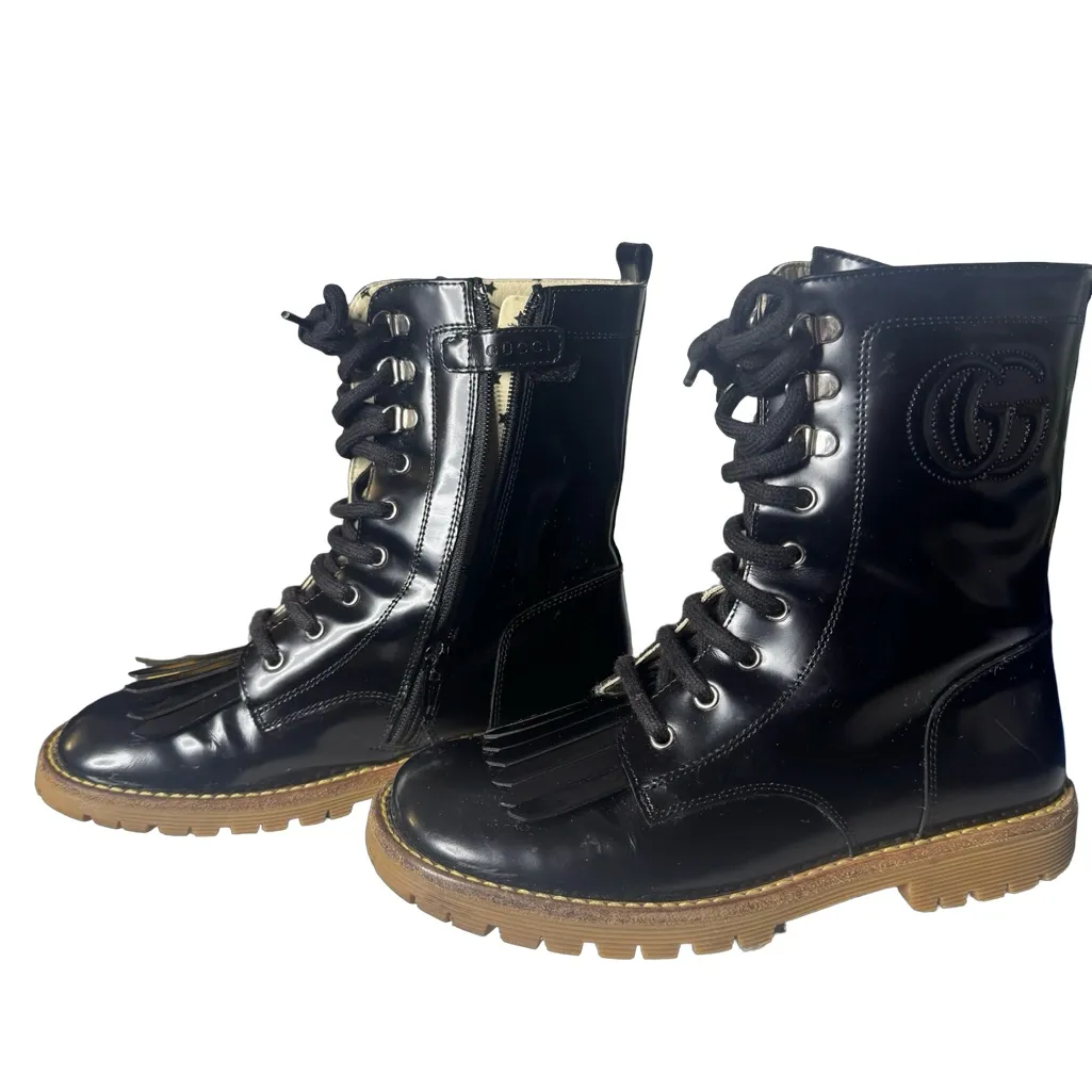 Gucci Girls GG Lace-Up Boots – Size 31 (US 13Youth) Preloved - Image 6
