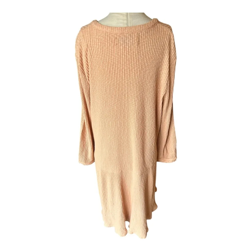 Free People Beach Blossom mini shirtdress in a dusty pink ribbed knit Medium - Image 4