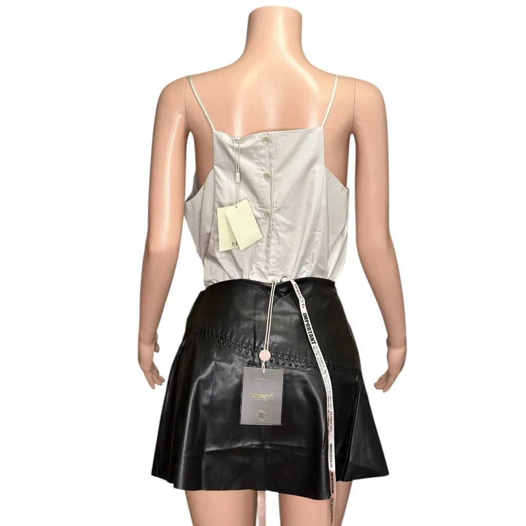 HOUSE OF CB Nova Vegan Leather Mini Skirt, Black, Large - Image 10