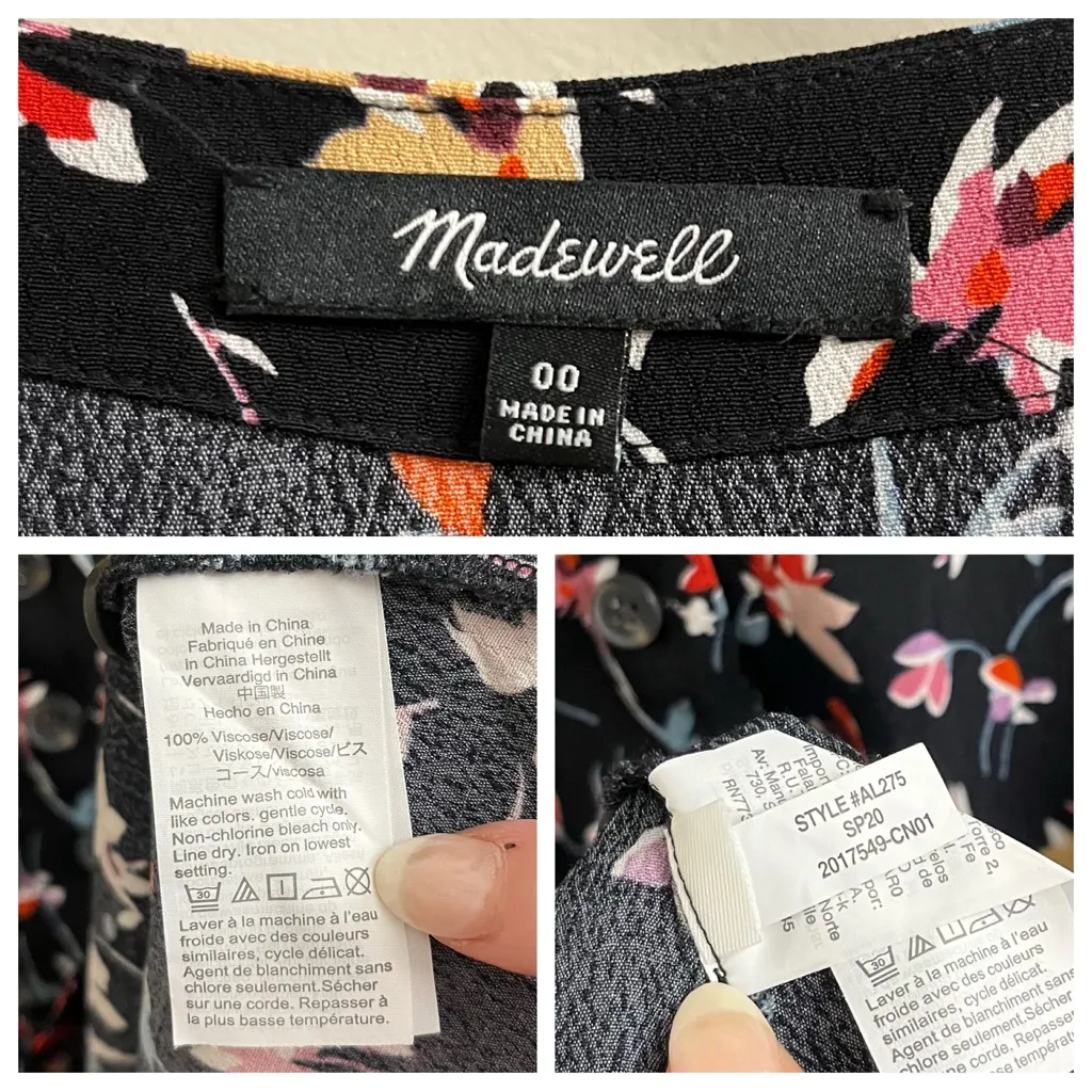 Madewell V-Neck Button-Front Mini Dress in Drifting Flowers Size 00 Style #AL275 - Image 9