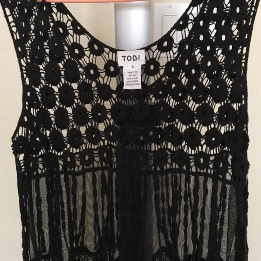 Tobi black fringe crochet tank top - Image 4