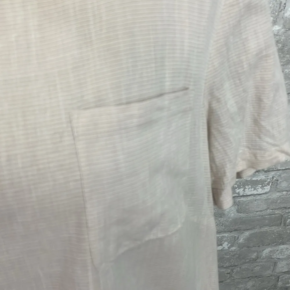 Lafayette 148 Beige White Colorblock Short Sleeve Linen Cotton Tunic Top - Image 2