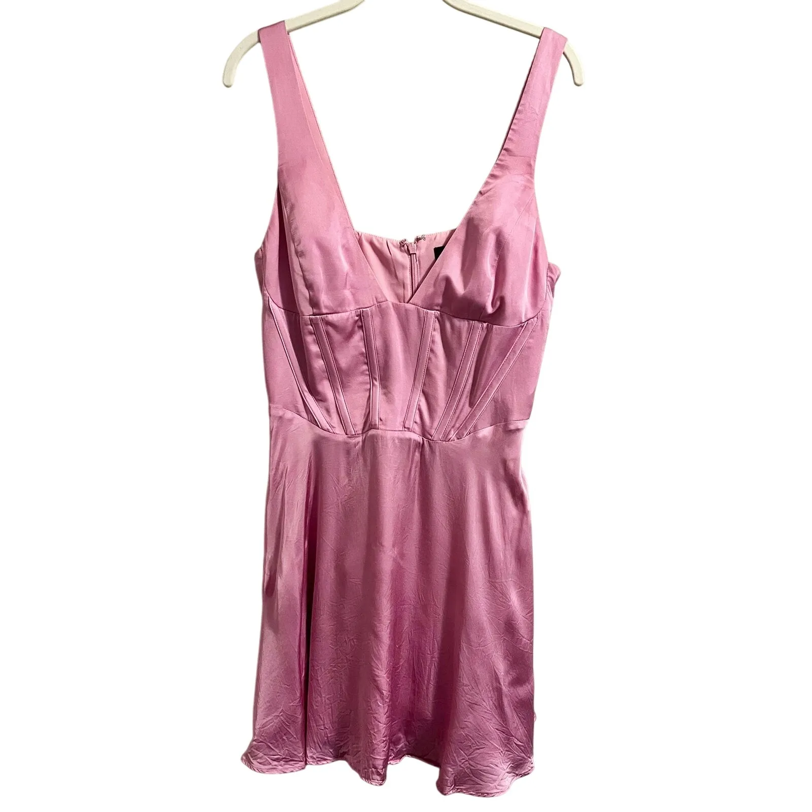Bardot x Revolve Anika Corset Satin Mini Dress in Petal Pink Womens L - Image 3