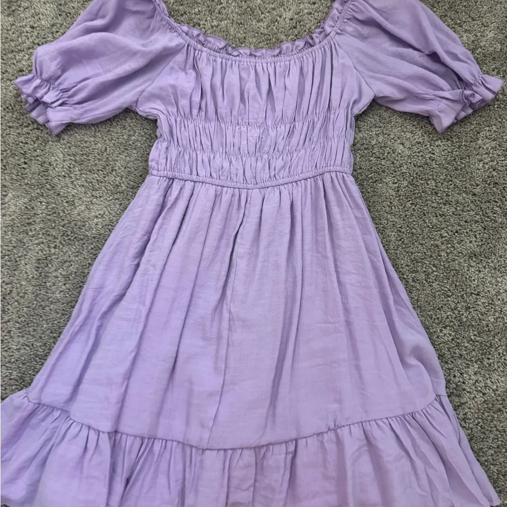 Amazon Purple Smocked Puff Sleeve Sundress - Image 4