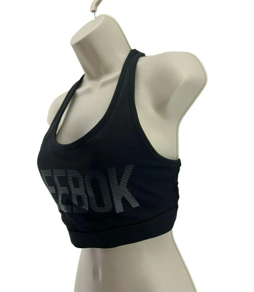 Reebok Black Logo Racerback Sports Bra Womens Medium - Image 3