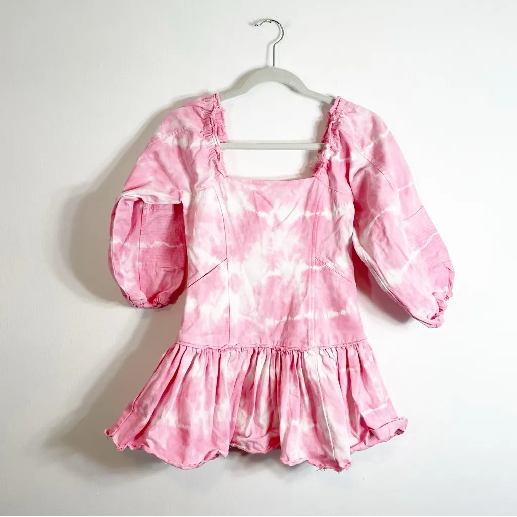 LoveShackFancy Sonoma Cotton Chai Tie Dye Mini Dress Pink XXS - Image 7