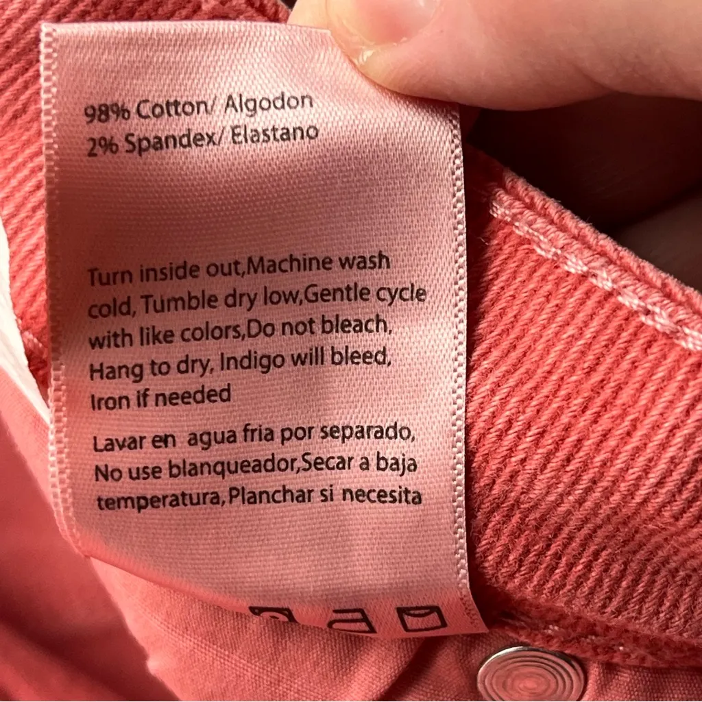 Risen Women's High Rise Tummy Control Cropped Wide Leg Jeans Size 15 / 32 Pink - Image 4