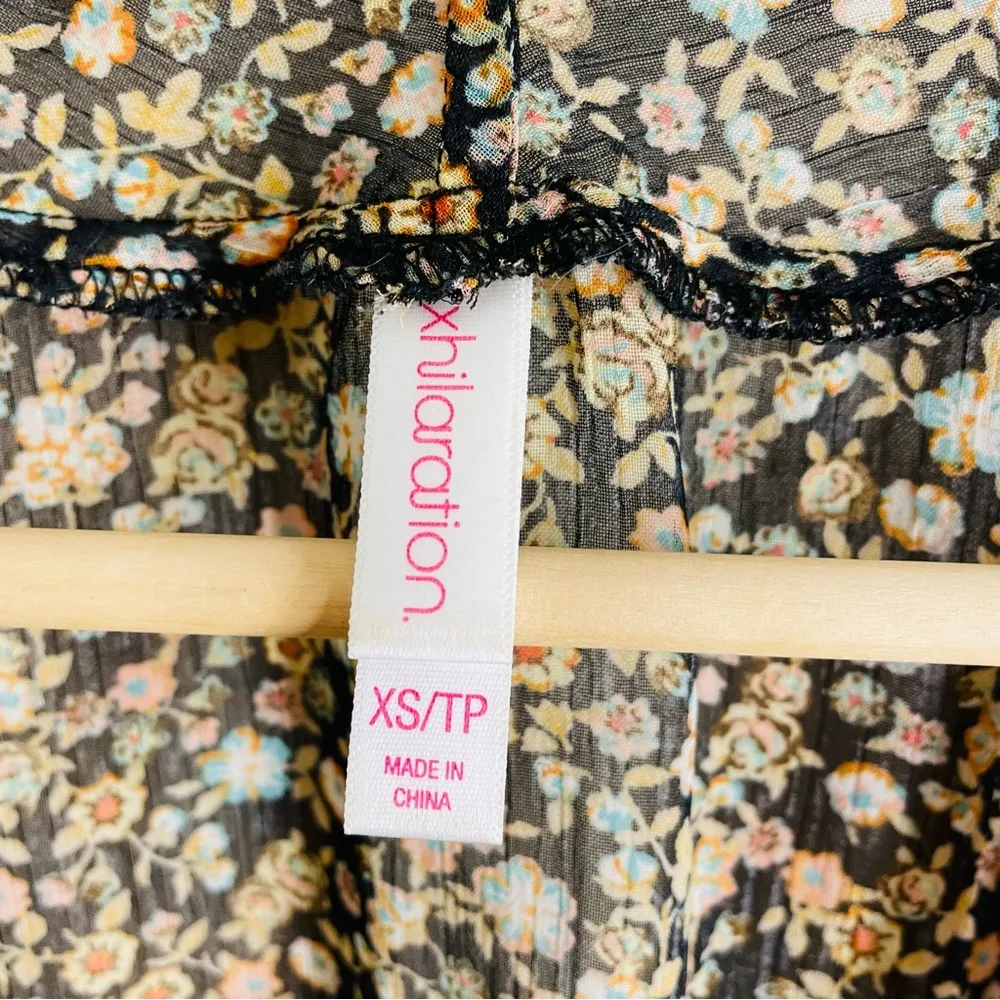 Vintage 90s Floral Vest Cardigan Black Pink size XS - Image 7