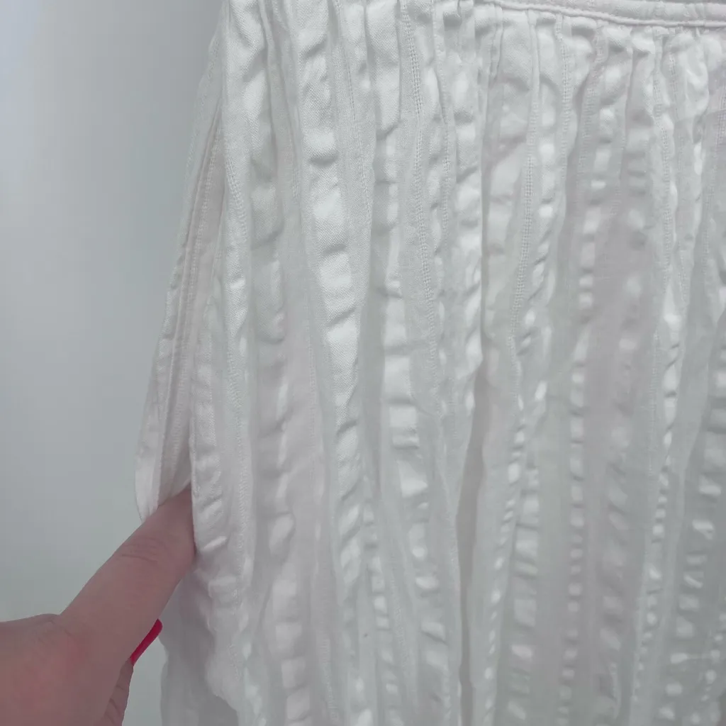 TORY‎ BURCH White Tonal Stripe Cotton Seersucker Dress Size 4 - Image 9