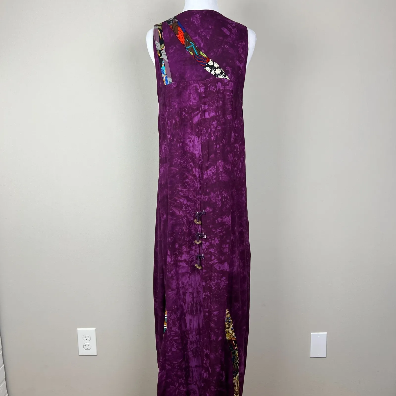 Nativewear Designs Duster Vest Women Medium Purple Tie Dye Boho Patchwork Unique - Image 7