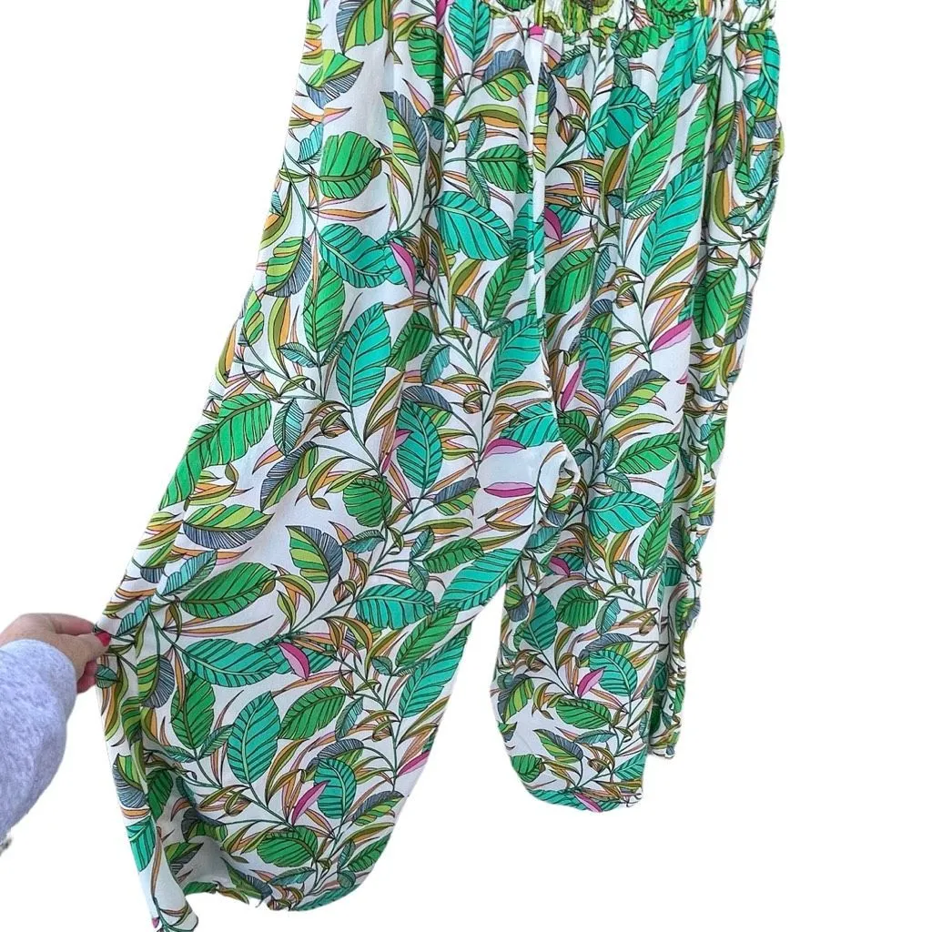 Rose+ Olive size 1X cropped wide leg tropical beach cruise pants - Image 2