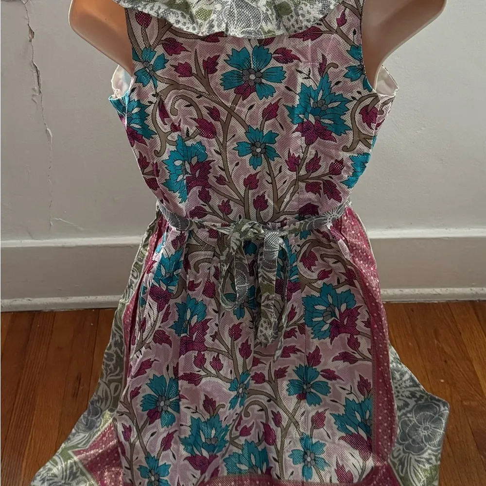 NWT Pura Vida colorful floral V-neck beaded back tie A-line cotton dress, size 2 - Image 3