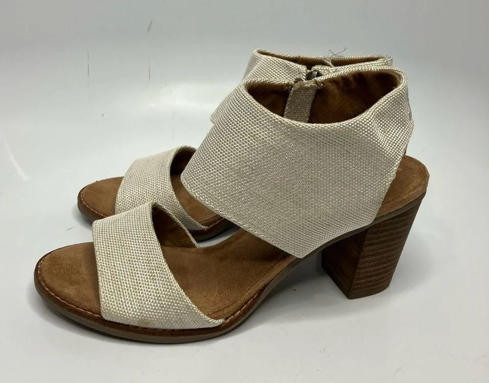 Toms Majorca cut out heels block heels neutral size 7 - Image 5
